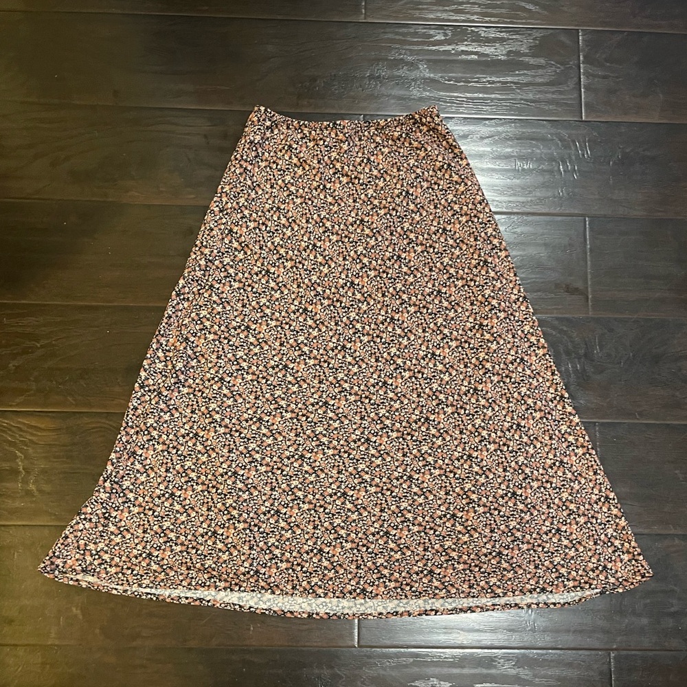 RSQ Floral A-Line Skirt - Pink and Black Size XS Midi Maxi Skirt Y2K Chic Boho